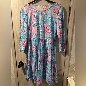 Lilly Pulitzer Blue and Pink Floral Swing Dress